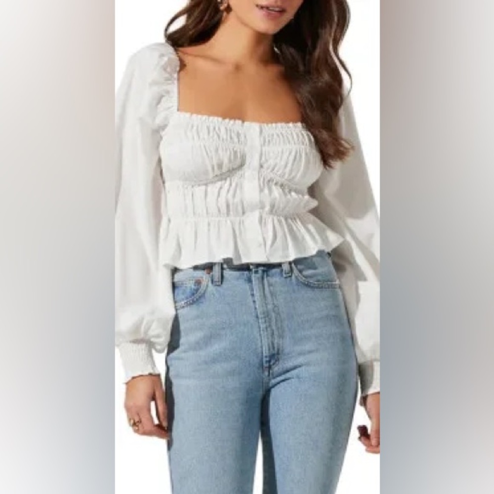 ASTR, White Smocked Blouse